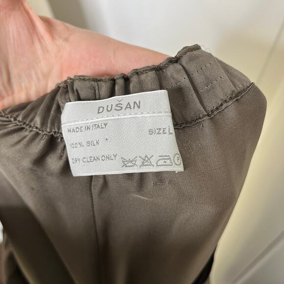 Dusan Women's Matching Set M/L Taupe Brown Silk Tank Wide Leg Pants Minimalist - Picture 16 of 16